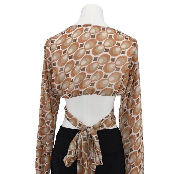 Urban Outfitters Women's Brown and Tan Blouse Retro 70s Glam - Picture 3 of 5